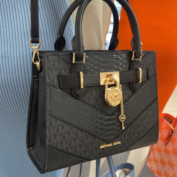 Michael Kors Hamilton Small Satchel Shoulder Crossbody Bag 
Black Multi
NWT - Picture 3 of 16